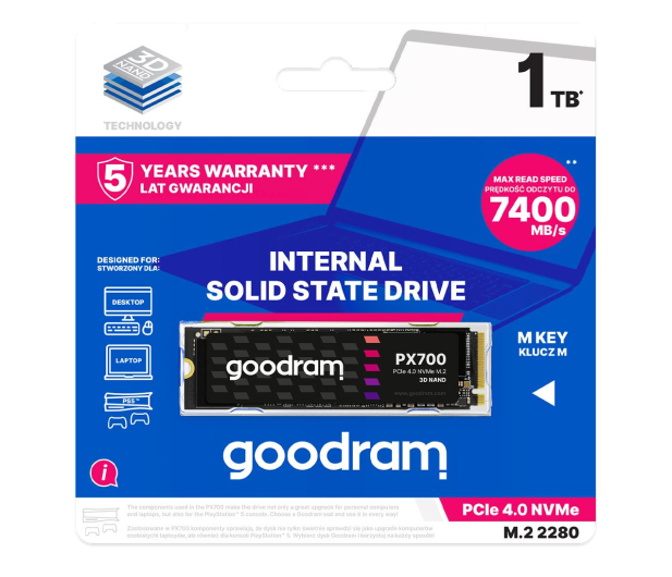 GOODRAM PX700 1TB PCIe 4.0 M.2 SSDPR-PX700-01T-80 - 1196216 - zdjęcie 2